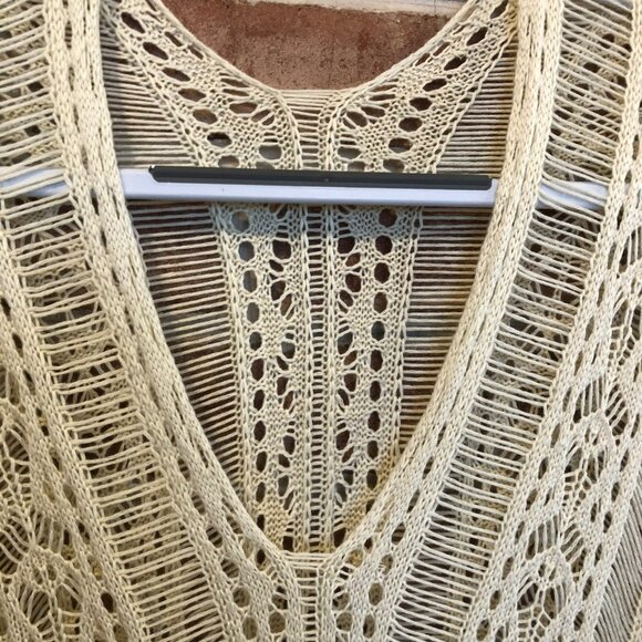 Crochet Boho Lace Hippy Top Cover Up Beachwear Boatwear Peekaboo One Size - Picture 4 of 11